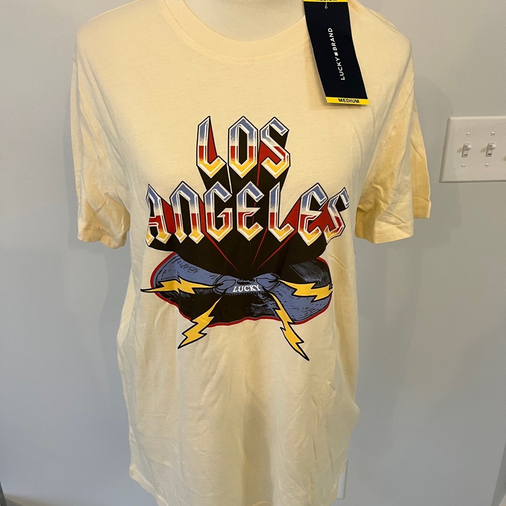 Lucky Brand yellow Los Angeles Graphic Tee nwt size medium cotton